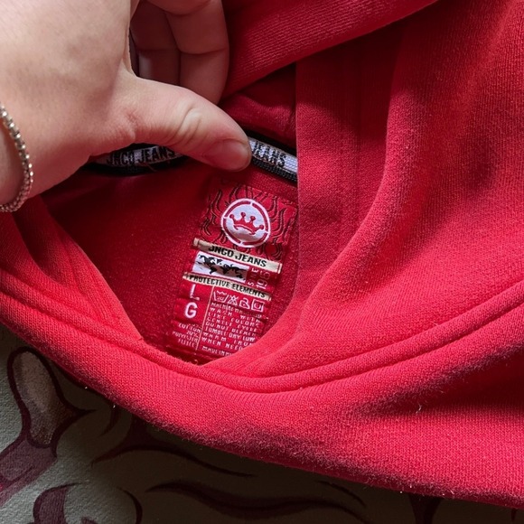 Y2K JNCO JEANS Red Bulldog Graphic Hoodie Pullover Men's Size Large FITS SMALL! - Picture 3 of 9